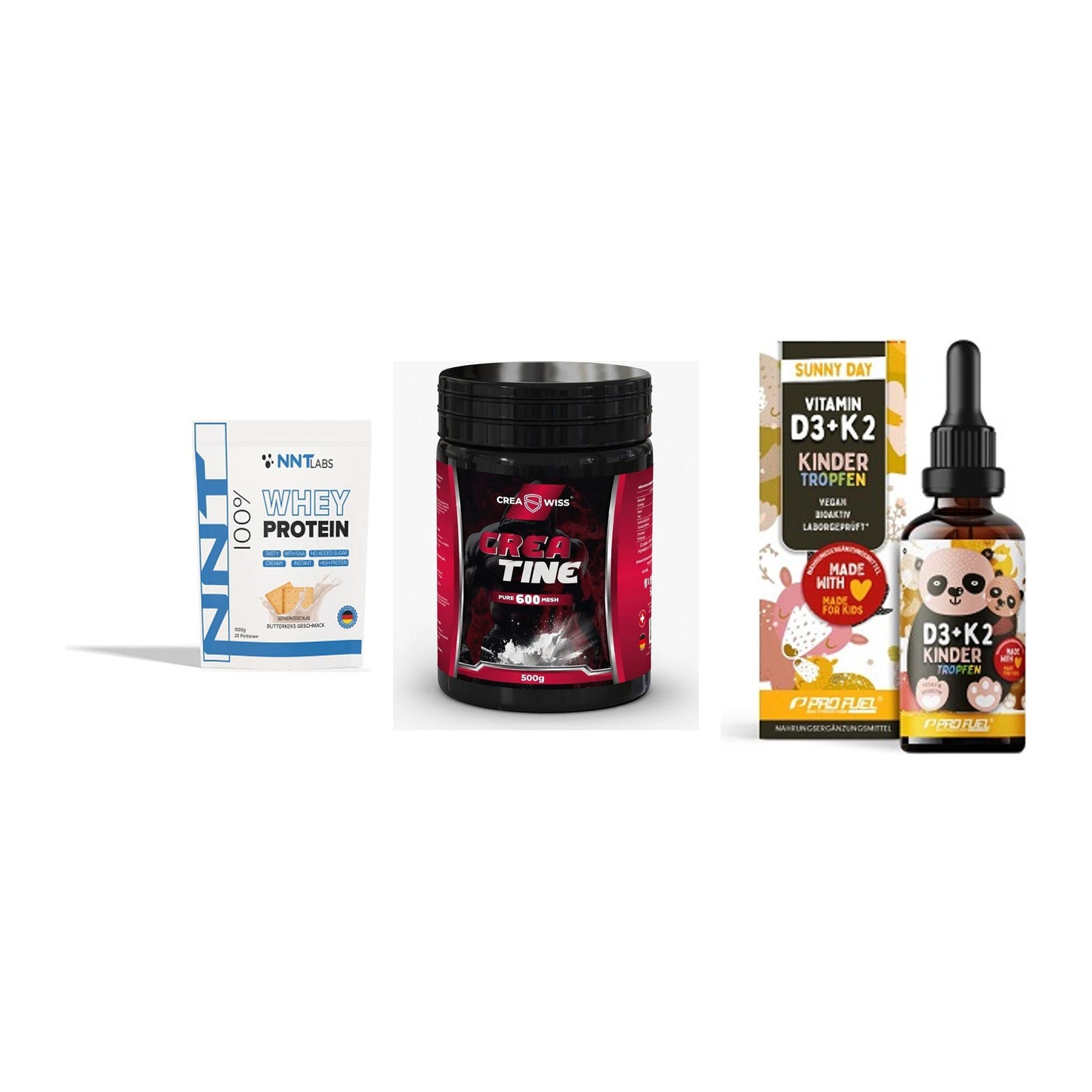 Einsteiger-Set: NNT Whey + CREASWISS + ProFuel VITAMIN – alle enthaltenen Artikel