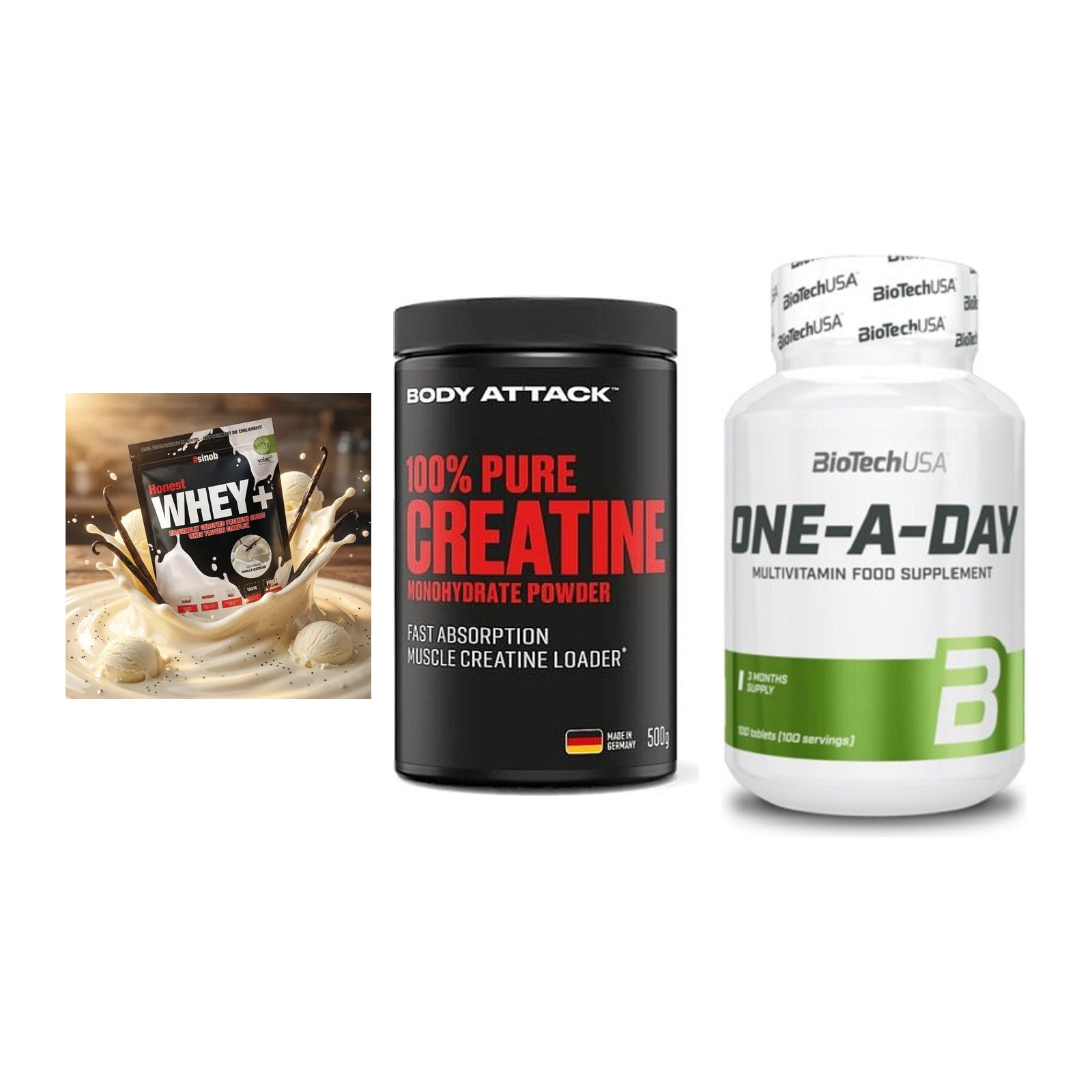 Einsteiger-Set: Sinob Honest + Body Attack 100% + BioTech One A – alle enthaltenen Artikel