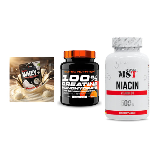 Einsteiger-Set: Sinob Honest + Scitec Creatine + MST Niacin – alle enthaltenen Artikel