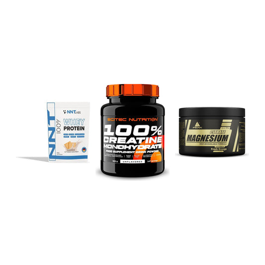 Einsteiger-Set: NNT Whey + Scitec Creatine + Peak Magnesium – alle enthaltenen Artikel