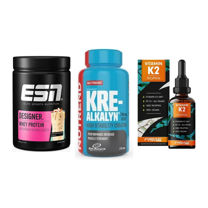 Einsteiger-Set: ESN Designer + Nutrend Kre-Alka + ProFuel Vitamin – alle enthaltenen Artikel