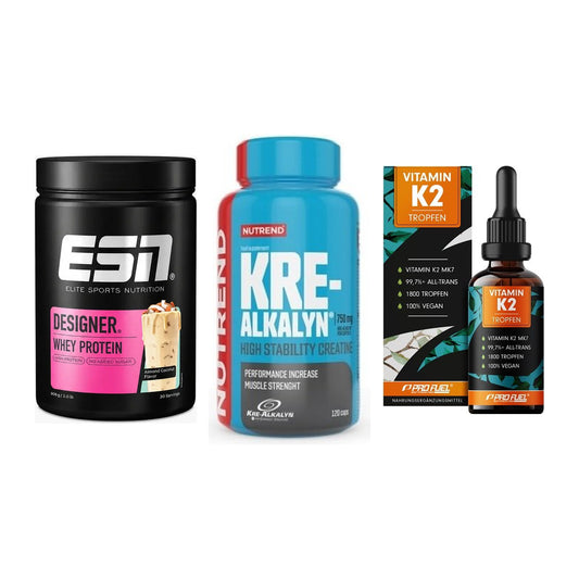 Einsteiger-Set: ESN Designer + Nutrend Kre-Alka + ProFuel Vitamin – alle enthaltenen Artikel