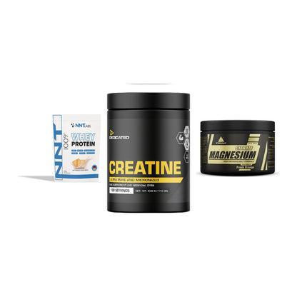 Einsteiger-Set: NNT Whey + Dedicated Creatine + Peak Magnesium Citrat – alle enthaltenen Artikel