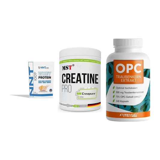 Einsteiger-Set: NNT Whey + MST Creatin Pro + ProFuel OPC – alle enthaltenen Artikel