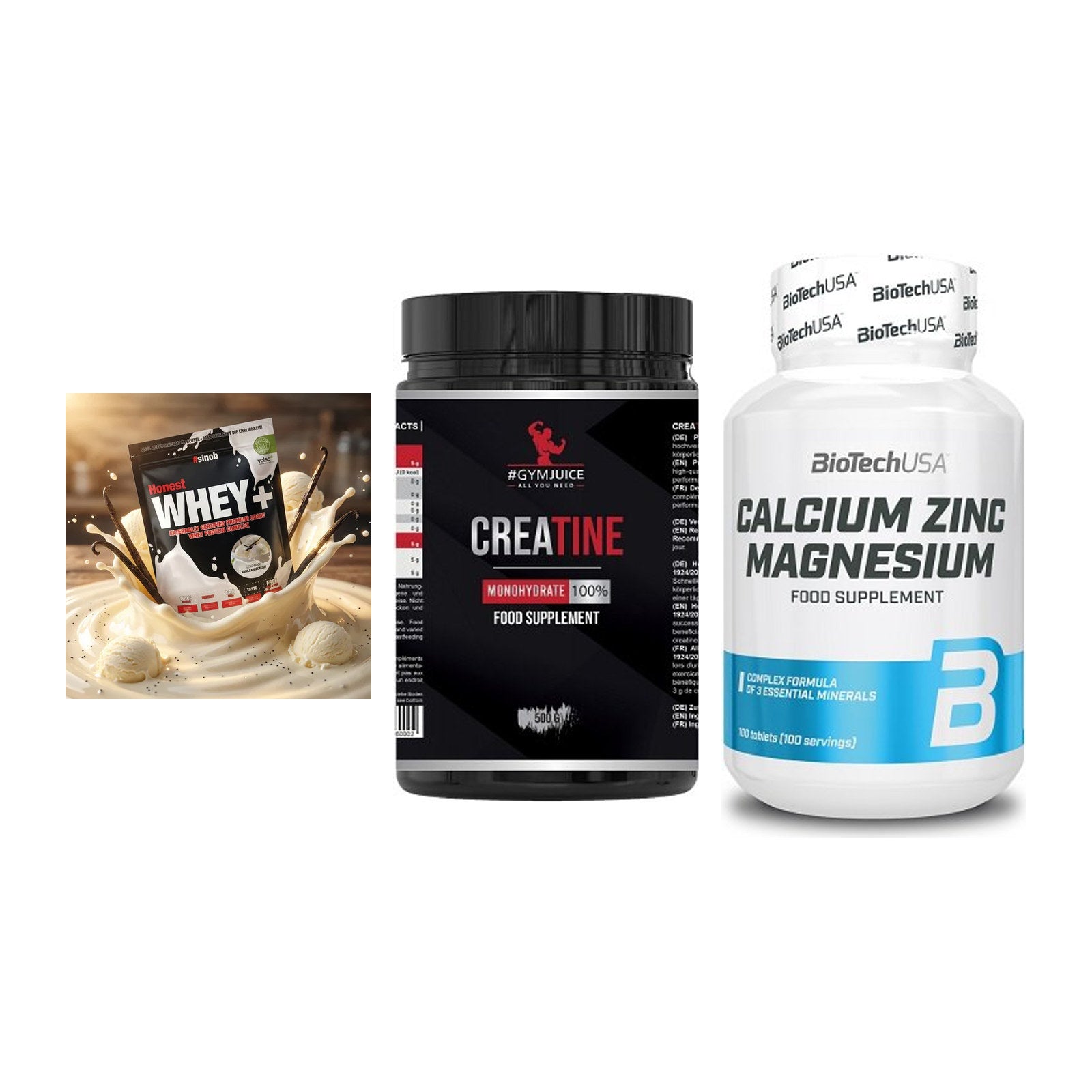 Einsteiger-Set: Sinob Honest + #GYMJUICE + BioTech Calcium – alle enthaltenen Artikel