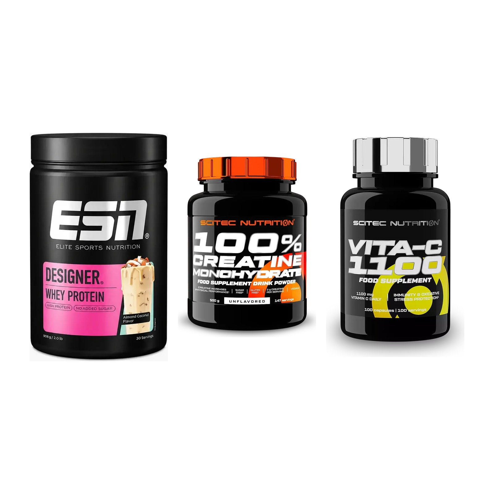 Einsteiger-Set: ESN Designer + Scitec Creatine + Scitec Vitamin C – alle enthaltenen Artikel