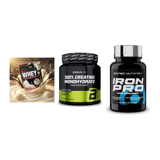 Einsteiger-Set: Sinob Honest + BioTech Creatine + Scitec Iron Pro – alle enthaltenen Artikel