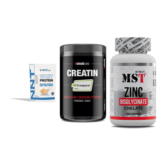 Einsteiger-Set: NNT Whey + Sinob Creatin + MST Zinc Chelate – alle enthaltenen Artikel