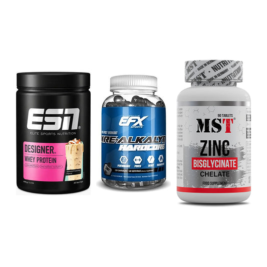 Einsteiger-Set: ESN Designer + EFX Kre-Alkalyn + MST Zinc Chelate – alle enthaltenen Artikel