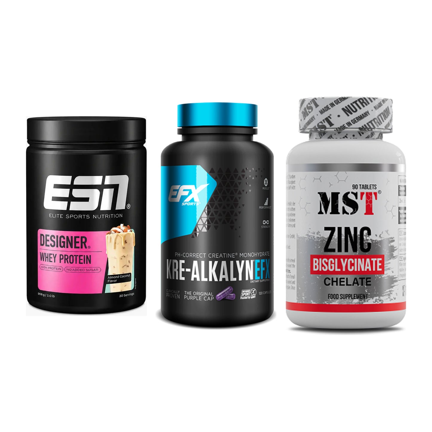 Einsteiger-Set: ESN Designer + EFX Kre-Alkalyn + MST Zinc Chelate – alle enthaltenen Artikel