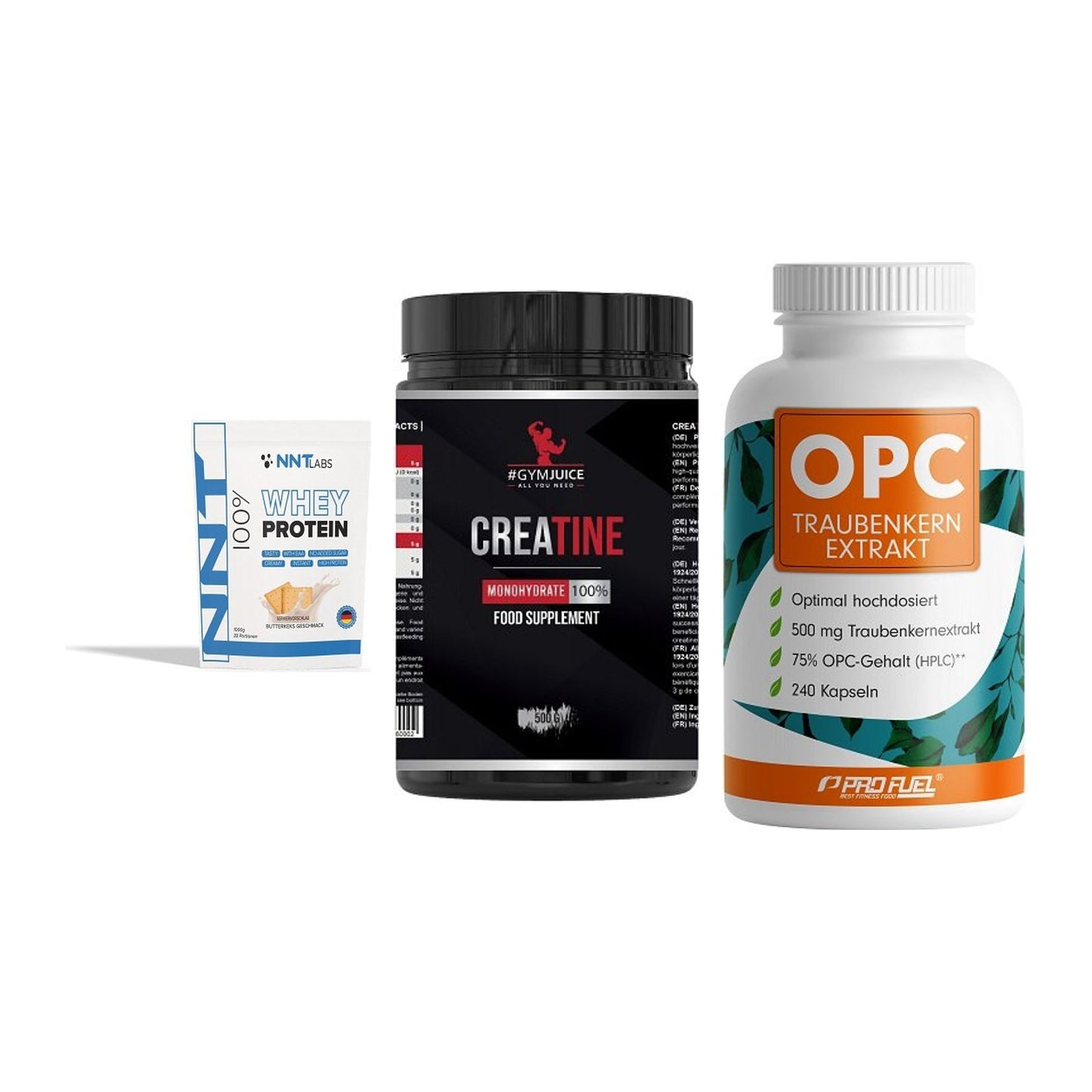 Einsteiger-Set: NNT Whey + #GYMJUICE + ProFuel OPC – alle enthaltenen Artikel