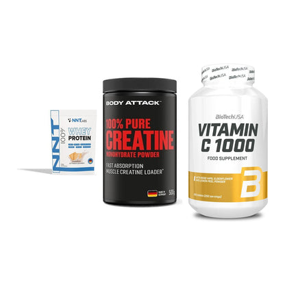 Einsteiger-Set: NNT Whey + Body Attack 100% + BioTech Vitamin – alle enthaltenen Artikel