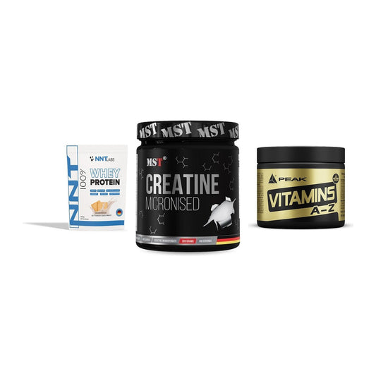 Einsteiger-Set: NNT Whey + MST Creatin + Peak Vitamin A-Z – alle enthaltenen Artikel