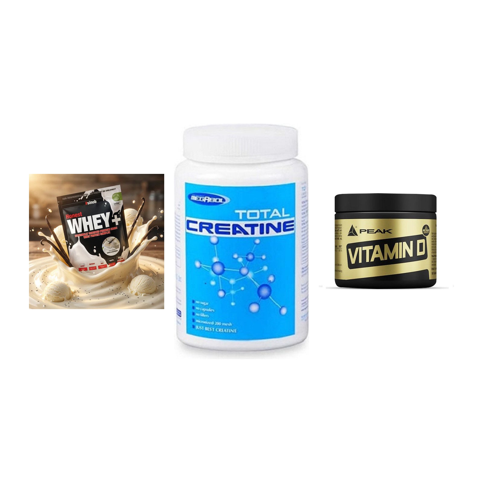 Einsteiger-Set: Sinob Honest + Megabol Total + Peak Vitamin D – alle enthaltenen Artikel