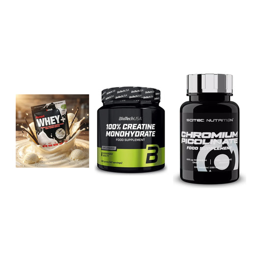 Einsteiger-Set: Sinob Honest + BioTech Creatine + Scitec Chromium – alle enthaltenen Artikel
