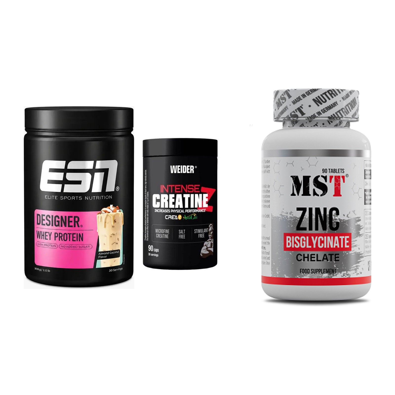 Einsteiger-Set: ESN Designer + Weider Intense + MST Zinc Chelate – alle enthaltenen Artikel