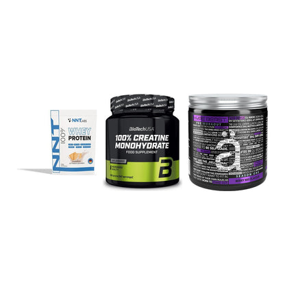 Einsteiger-Set: NNT Whey + BioTech Creatine + Nanosupps Hype – alle enthaltenen Artikel