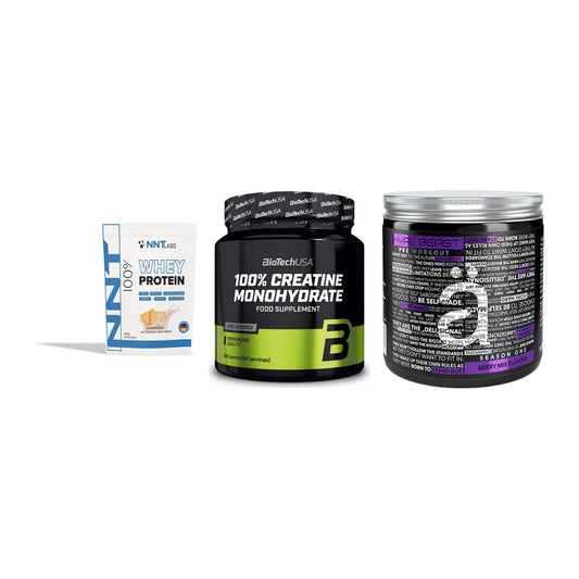Einsteiger-Set: NNT Whey + BioTech Creatine + Nanosupps Hype – alle enthaltenen Artikel