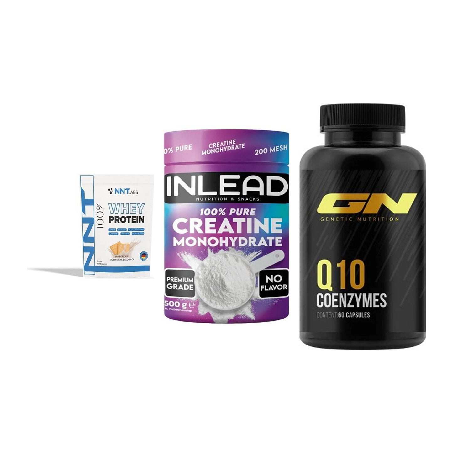 Einsteiger-Set: NNT Whey + INLEAD Creatine + GN Q10 Health – alle enthaltenen Artikel