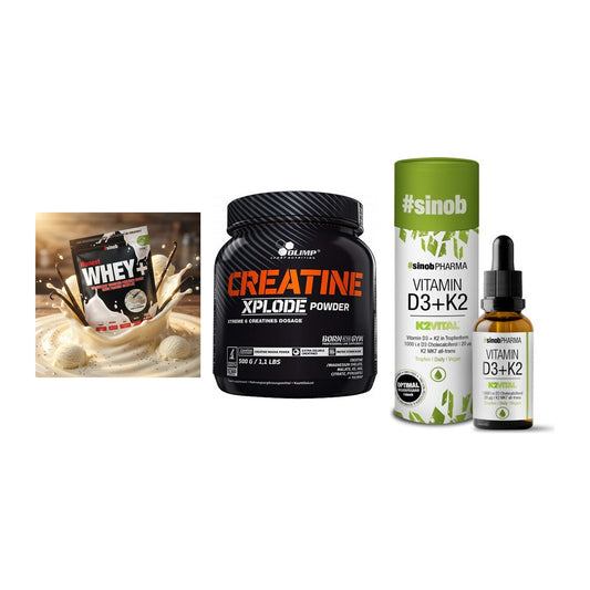 Einsteiger-Set: Sinob Honest + Olimp Creatine + Sinob Vitamin D3 – alle enthaltenen Artikel