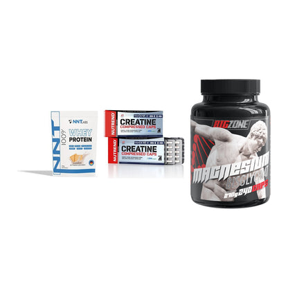 Einsteiger-Set: NNT Whey + Nutrend Creatine + Big Zone Magnesi – alle enthaltenen Artikel