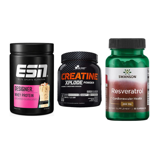 Einsteiger-Set: ESN Designer + Olimp Creatine + Swanson Resverat – alle enthaltenen Artikel