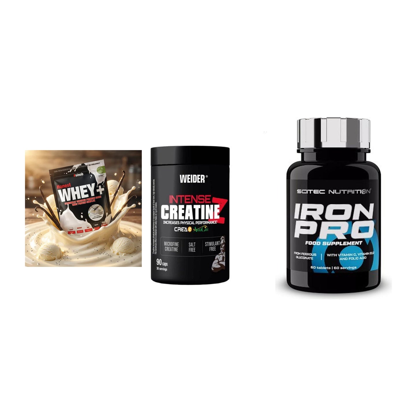 Einsteiger-Set: Sinob Honest + Weider Intense + Scitec Iron Pro – alle enthaltenen Artikel