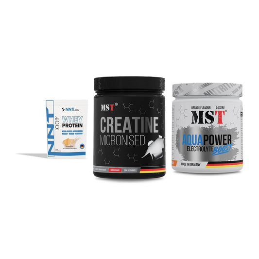Einsteiger-Set: NNT Whey + MST Creatin + MST Aqua Power – alle enthaltenen Artikel