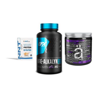 Einsteiger-Set: NNT Whey + EFX Kre-Alkalyn + Nanosupps Hype Beast – alle enthaltenen Artikel