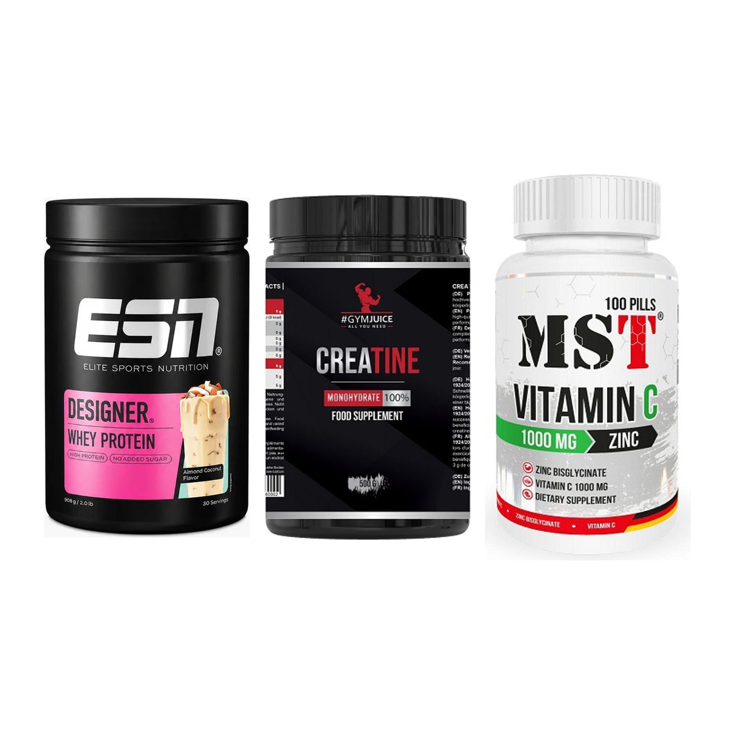 Einsteiger-Set: ESN Designer + #GYMJUICE + MST Vitamin C – alle enthaltenen Artikel