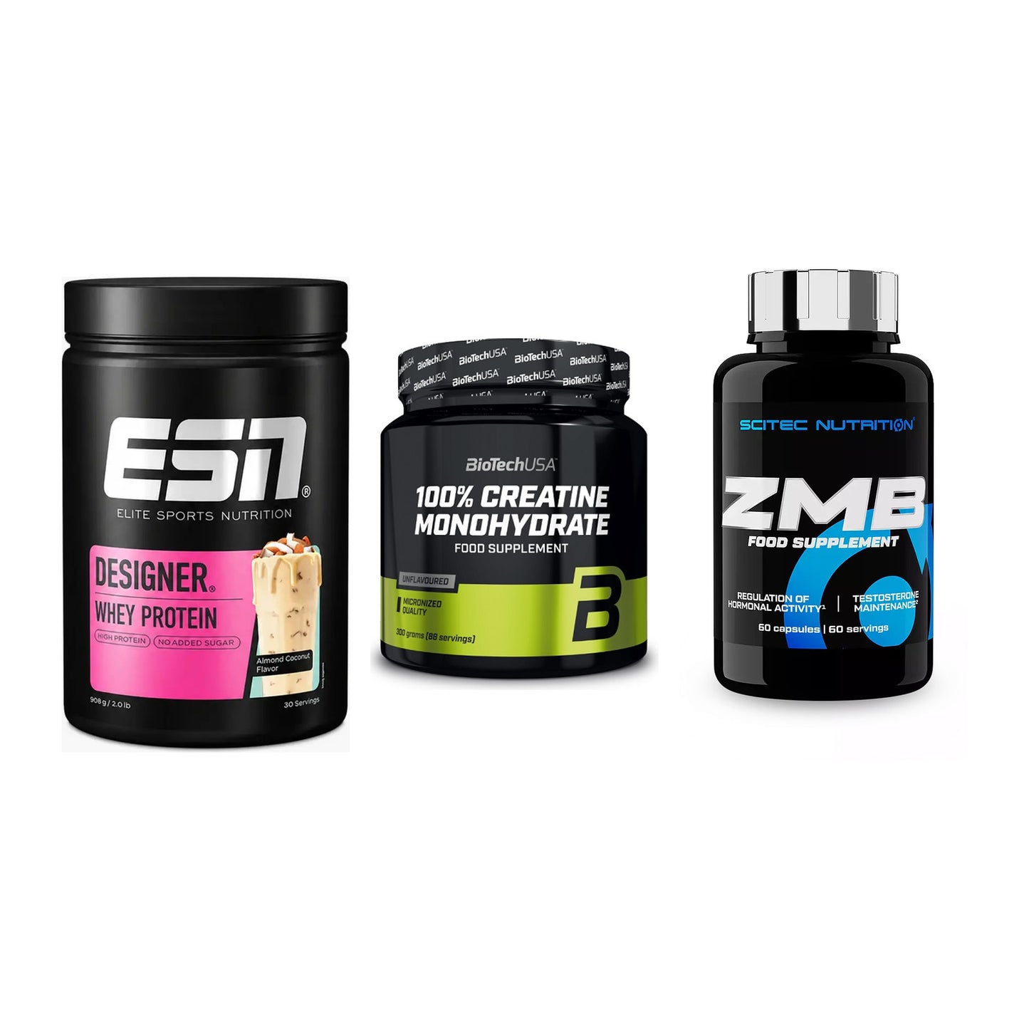 Einsteiger-Set: ESN Designer + BioTech Creatine + Scitec ZMB – alle enthaltenen Artikel