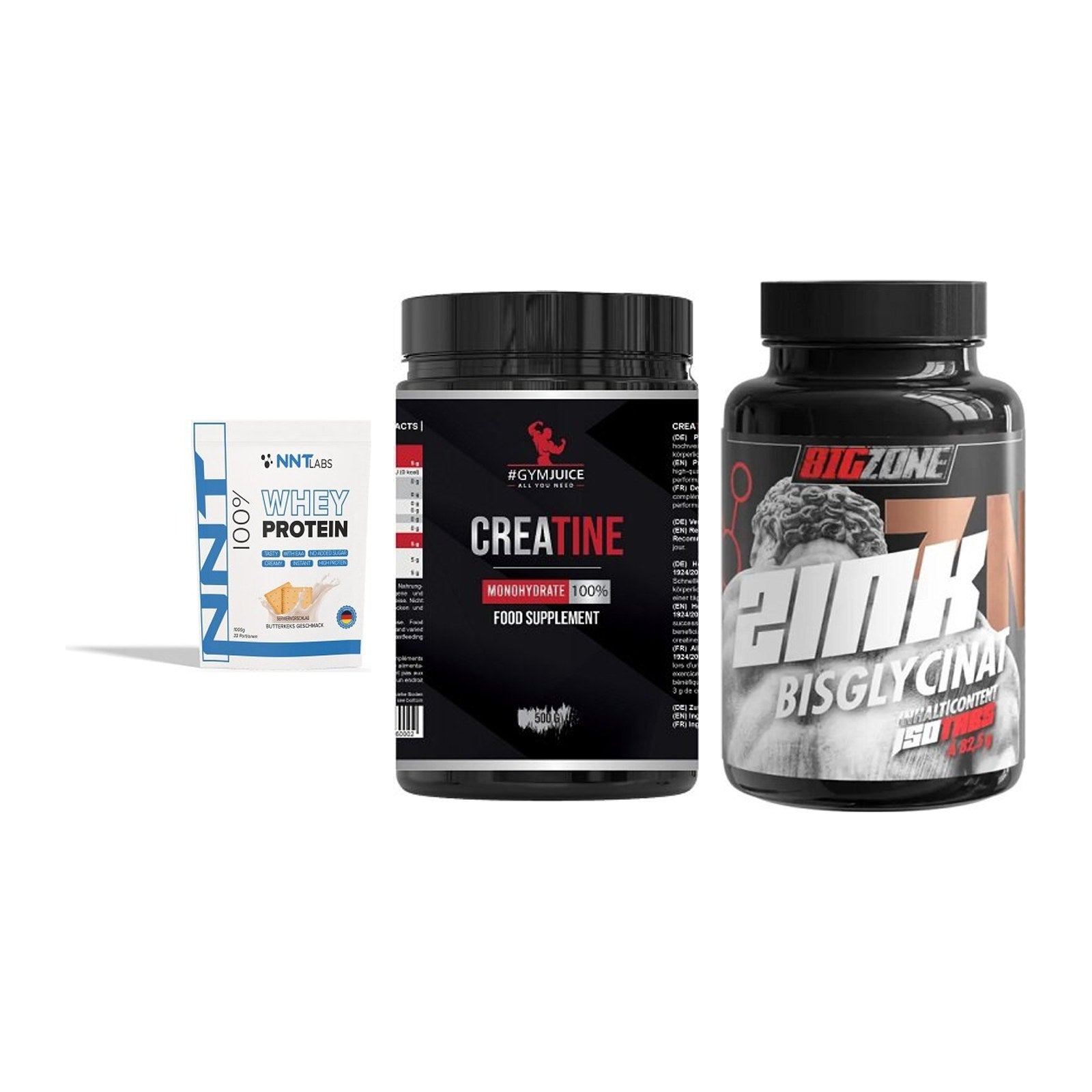 Einsteiger-Set: NNT Whey + #GYMJUICE + Big Zone Zink – alle enthaltenen Artikel
