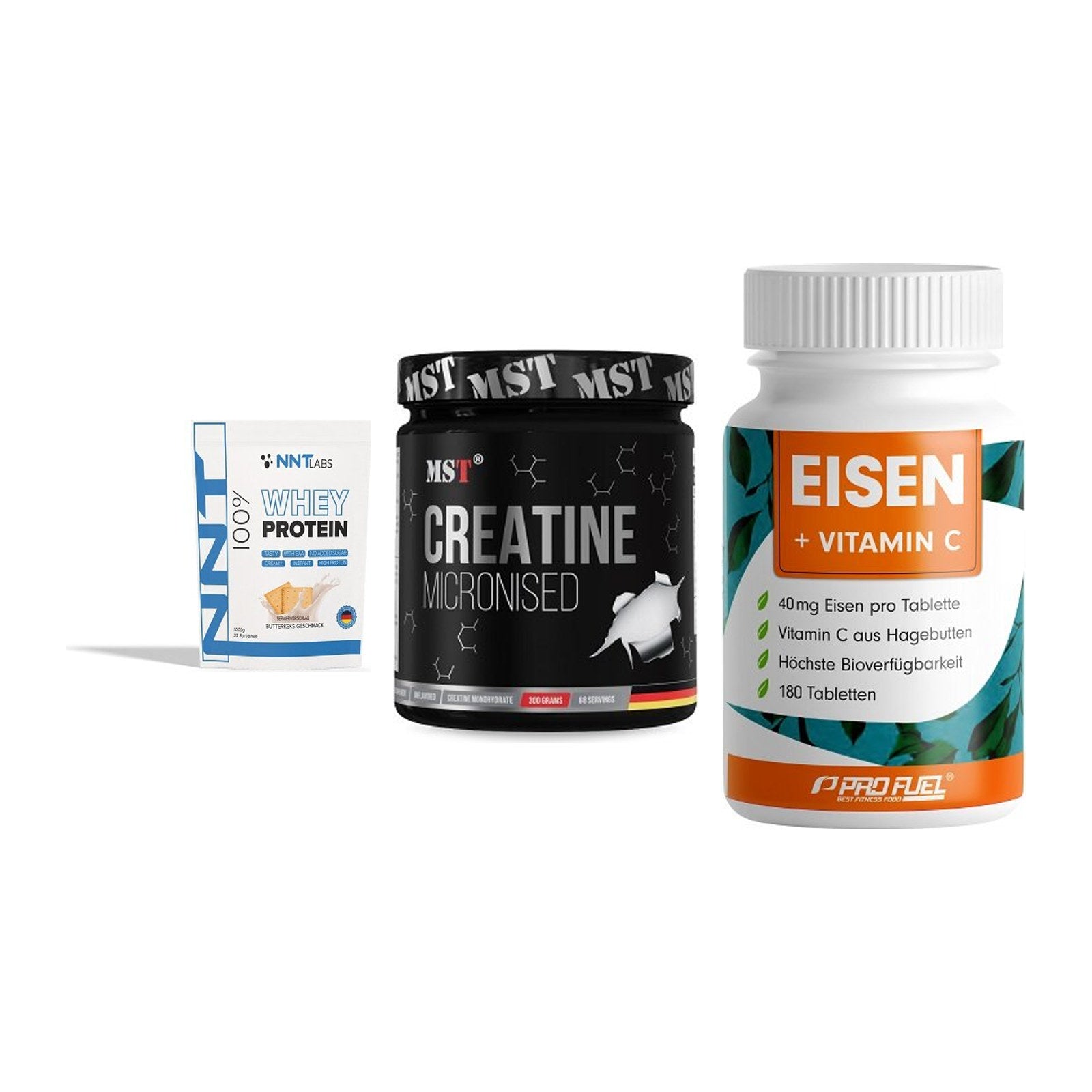 Einsteiger-Set: NNT Whey + MST Creatin + ProFuel EISEN – alle enthaltenen Artikel