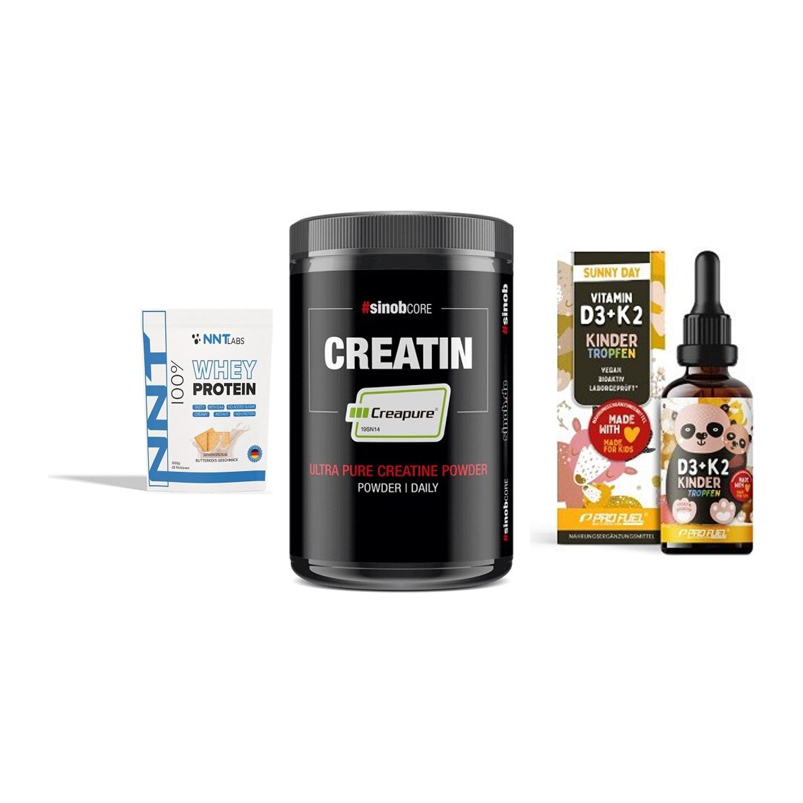 Einsteiger-Set: NNT Whey + Sinob Creatin + ProFuel VITAMIN – alle enthaltenen Artikel