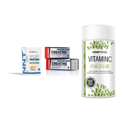 Einsteiger-Set: NNT Whey + Nutrend Creatine + Sinob Vitamin C – alle enthaltenen Artikel
