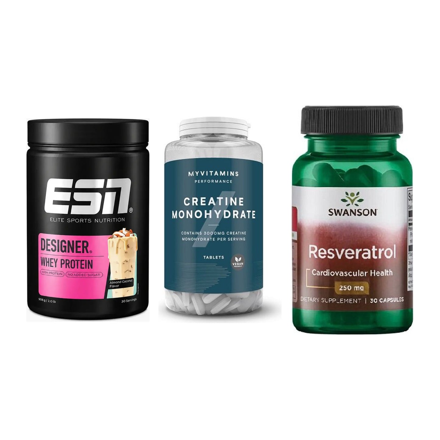 Einsteiger-Set: ESN Designer + MyProtein + Swanson Resverat – alle enthaltenen Artikel