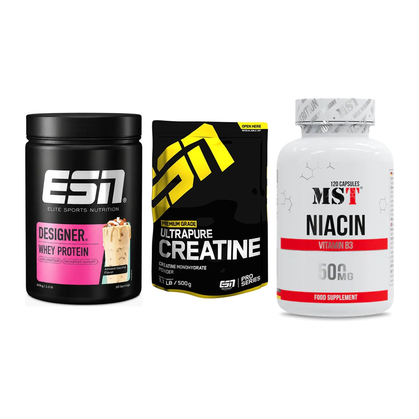 Einsteiger-Set: ESN Designer + ESN Ultrapure + MST Niacin – alle enthaltenen Artikel