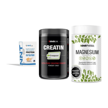 Einsteiger-Set: NNT Whey + Sinob Creatin + Sinob Magnesium – alle enthaltenen Artikel