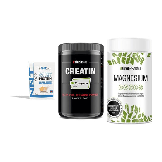 Einsteiger-Set: NNT Whey + Sinob Creatin + Sinob Magnesium – alle enthaltenen Artikel