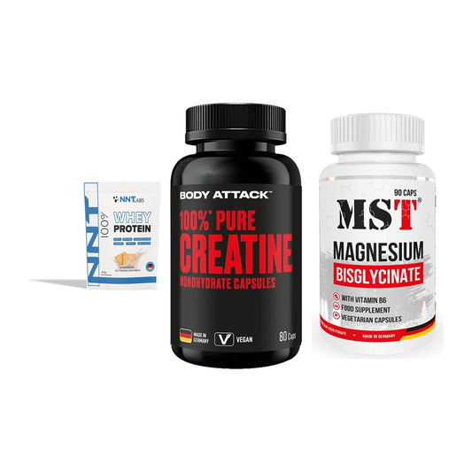 Einsteiger-Set: NNT Whey + Body Attack 100% + MST Magnesium – alle enthaltenen Artikel