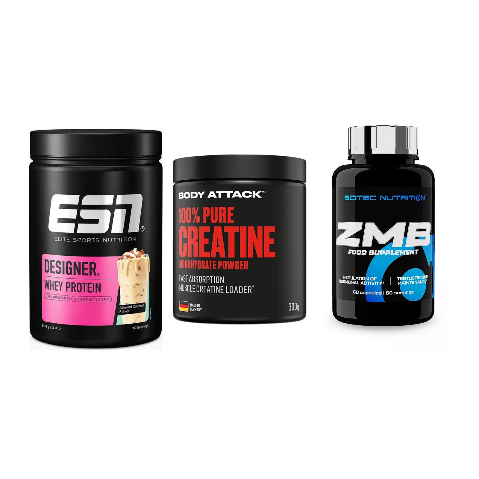 Einsteiger-Set: ESN Designer + Body Attack 100% + Scitec ZMB – alle enthaltenen Artikel