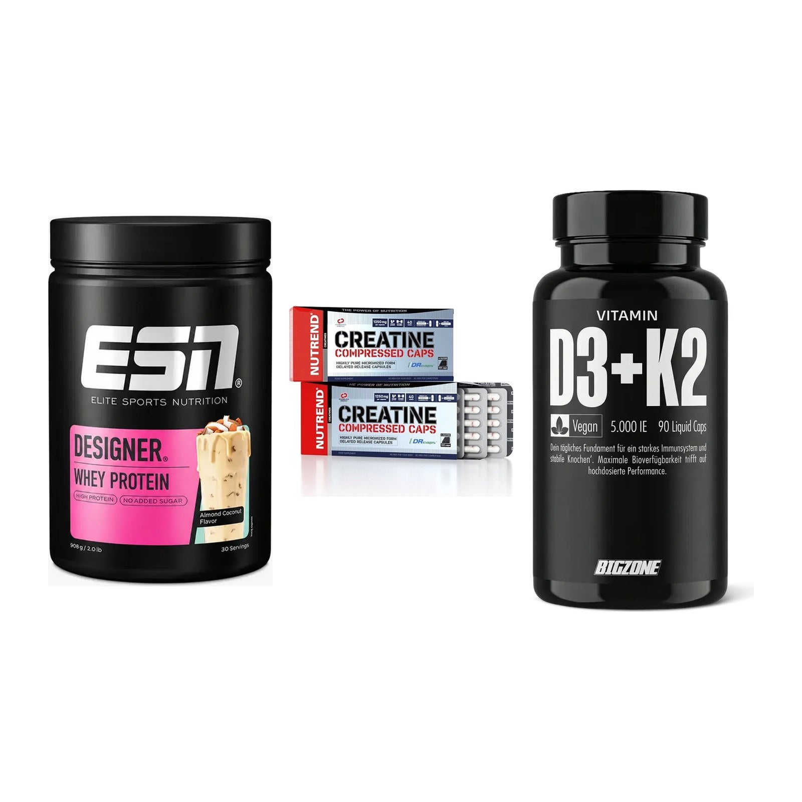Einsteiger-Set: ESN Designer + Nutrend Creatine + Big Zone Vitamin – alle enthaltenen Artikel