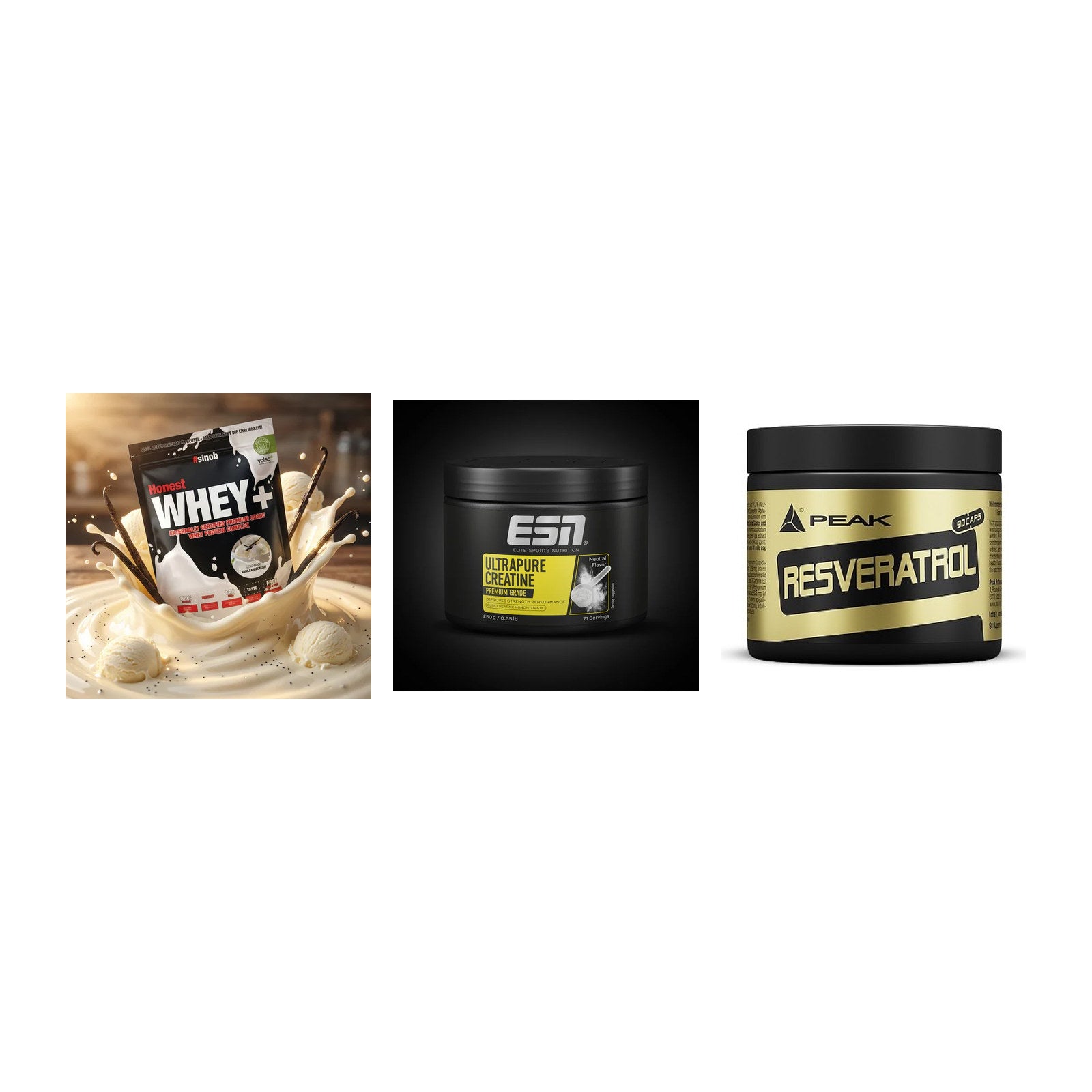 Einsteiger-Set: Sinob Honest + ESN Ultrapure + Peak Resveratrol – alle enthaltenen Artikel
