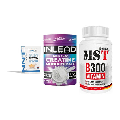 Einsteiger-Set: NNT Whey + INLEAD Creatine + MST B300 B-Compl – alle enthaltenen Artikel
