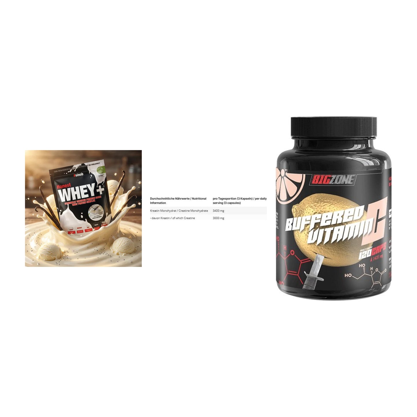 Einsteiger-Set: Sinob Honest + INLEAD Creatine + Big Zone Buffere – alle enthaltenen Artikel