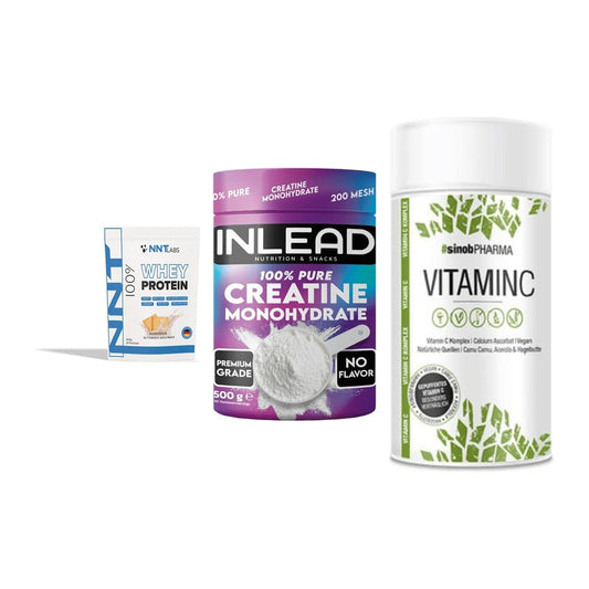 Einsteiger-Set: NNT Whey + INLEAD Creatine + Sinob Vitamin C – alle enthaltenen Artikel
