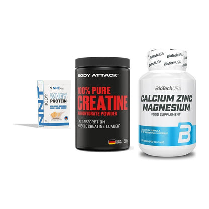 Einsteiger-Set: NNT Whey + Body Attack 100% + BioTech Calcium – alle enthaltenen Artikel