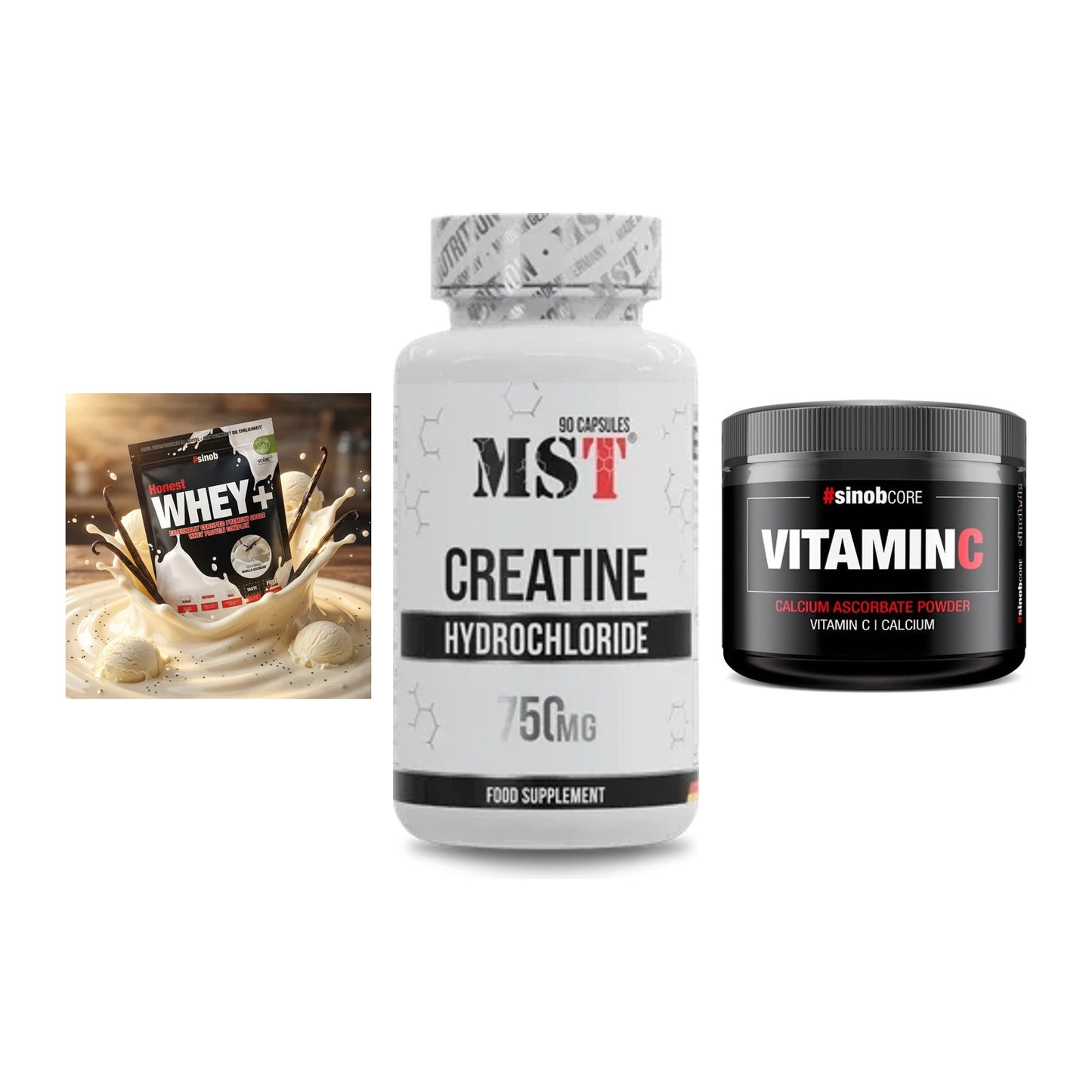 Einsteiger-Set: Sinob Honest + MST Creatin HCL + Sinob Vitamin C – alle enthaltenen Artikel