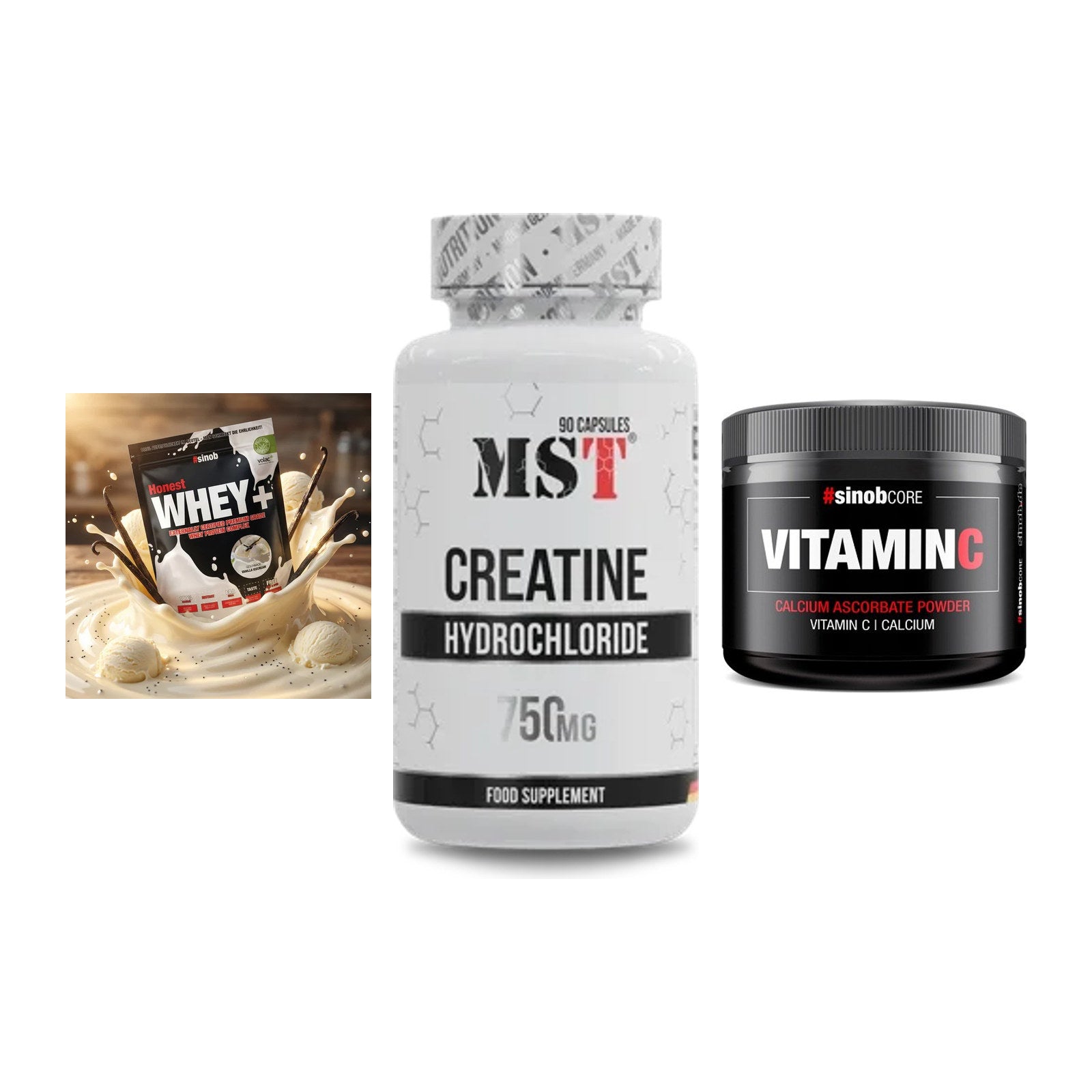 Einsteiger-Set: Sinob Honest + MST Creatin HCL + Sinob Vitamin C – alle enthaltenen Artikel