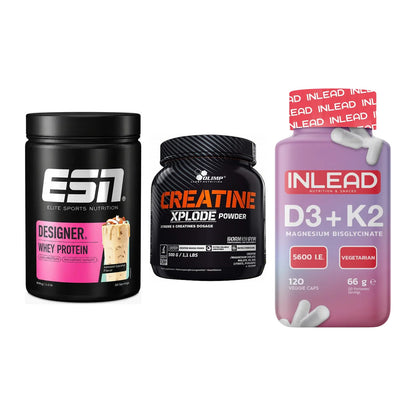 Einsteiger-Set: ESN Designer + Olimp Creatine + INLEAD Vitamin – alle enthaltenen Artikel